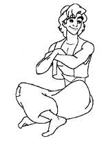 coloriage aladdin assis